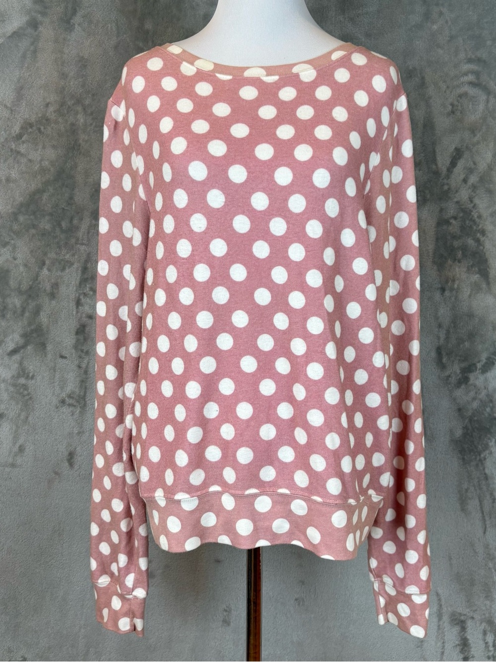 Wildfox Pink White Polka Dot Oversized Pullover Baggy Sweatshirt Wmn’s S